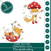 Rainy Day Fox Embroidery Pack - FineryEmbroidery